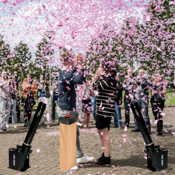 Confetti Kanonnen Gender Reveal met rode knop 4 Confetti Kanonnen Gender Reveal met rode knop